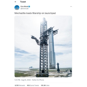 SpaceX星际飞船助推器重返发射台 已装备33台猛禽发动机